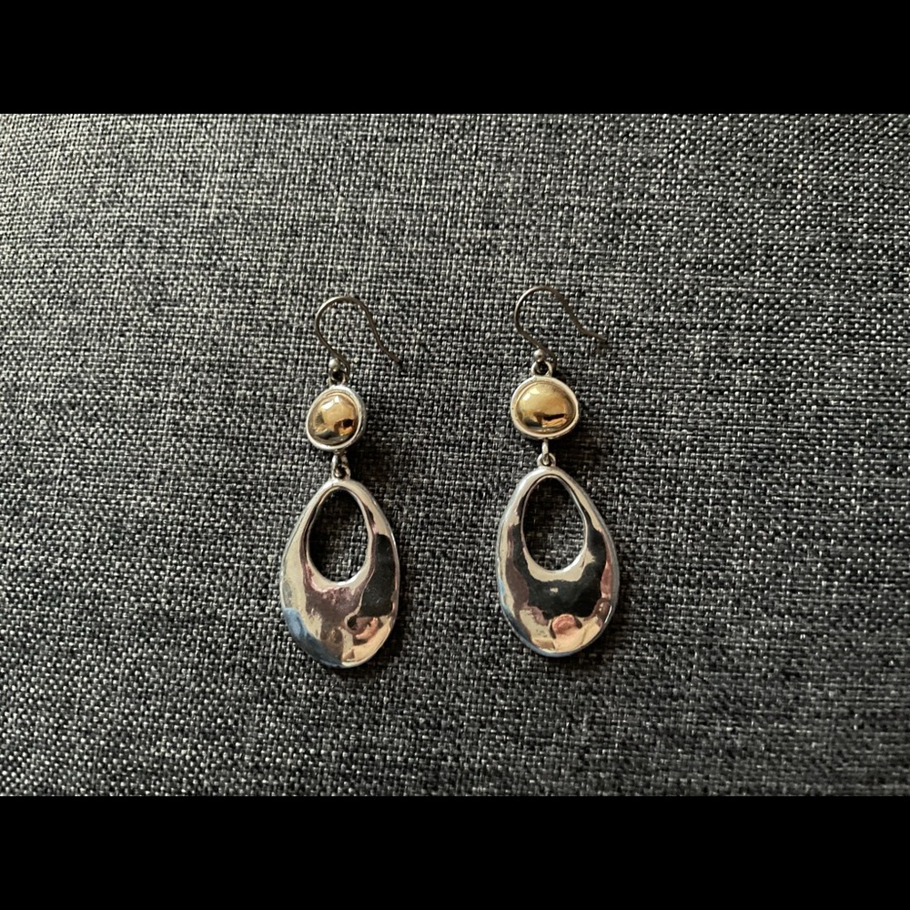 Mixed metal dangly earrings
